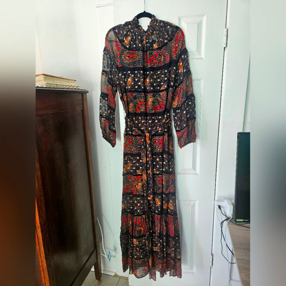 Farm Rio Celestial Large Maxi Longsleeve dresa